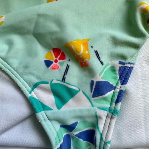 Lands' End Kids One Piece Swimsuit Beach Scene Bows Stripes Suit Size 14+ - Picture 7 of 10