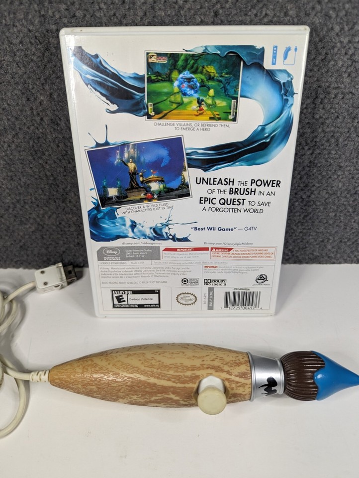 Disney Epic Mickey Game + Paintbrush Nunchuk Nintendo Wii bundle