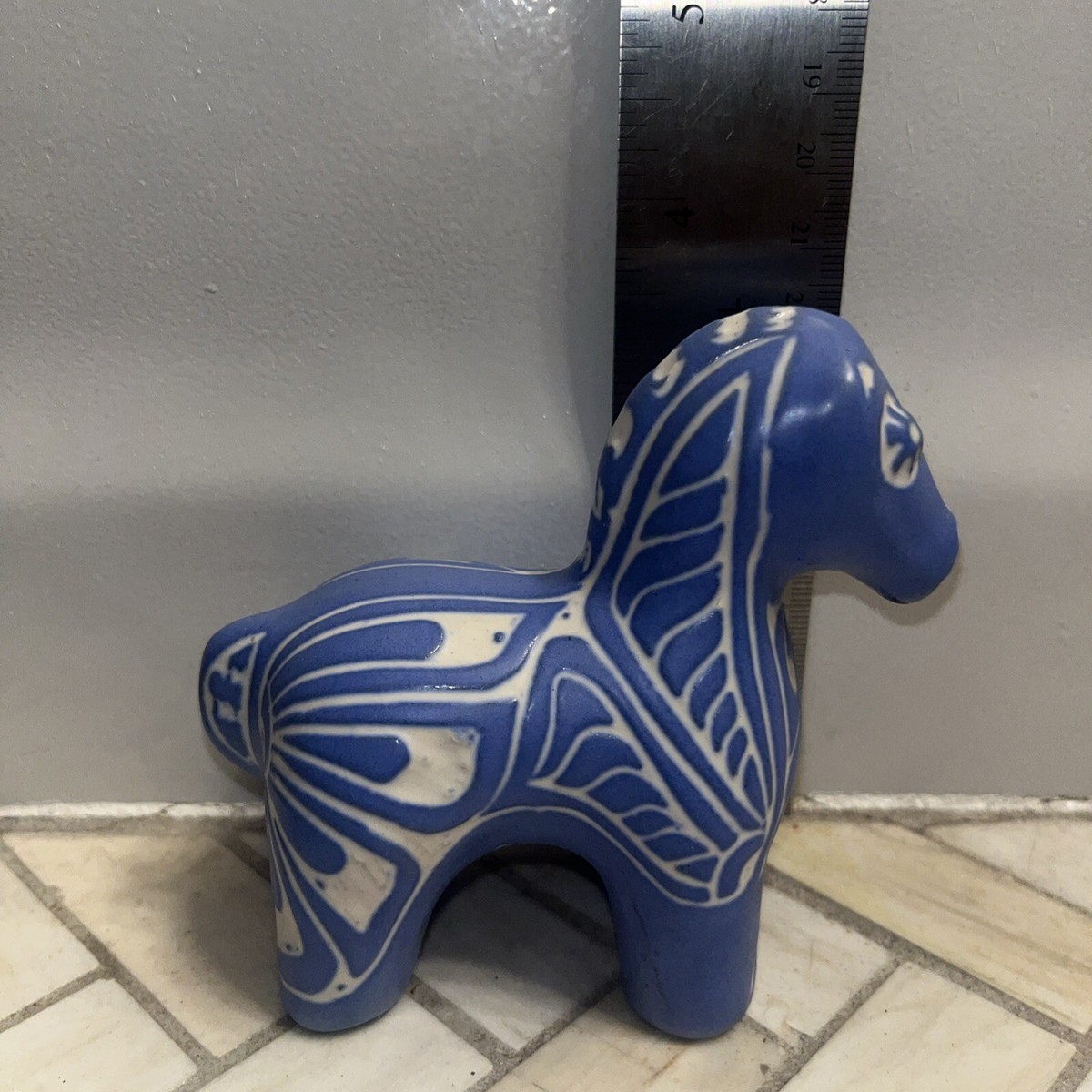 3 Mini Pablo Zabal Chile Blue Studio Pottery Ceramic Figurines