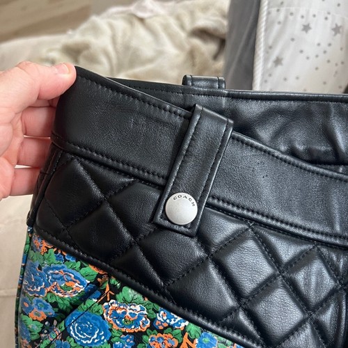 COACH leather skirt curve hem floral black quilted mini 1941 collection - Picture 8 of 10