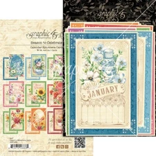 Graphic 45 Ephemera Card Set-Calendar, Season To Celebrate