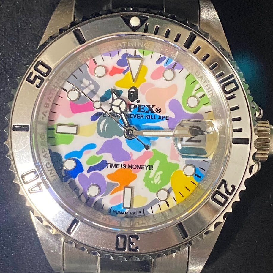 A BATHING APE BAPEX Multi Camo Automatic Watch Unused Mint