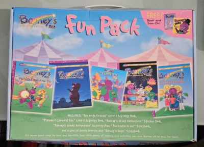 vintage 1997  BARNEY'S GREAT ADVENTURE THE MOVIE FUN PACK complete with iron on