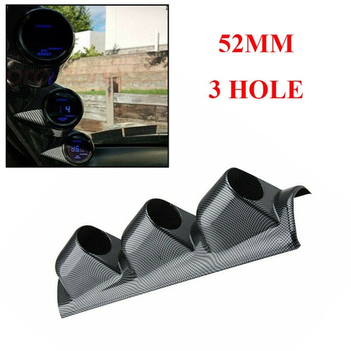 2" 52mm Carbon Fiber Style Left Hand Drive Pod A-Pillar Pod Triple Gauge Holder - Picture 2 of 11