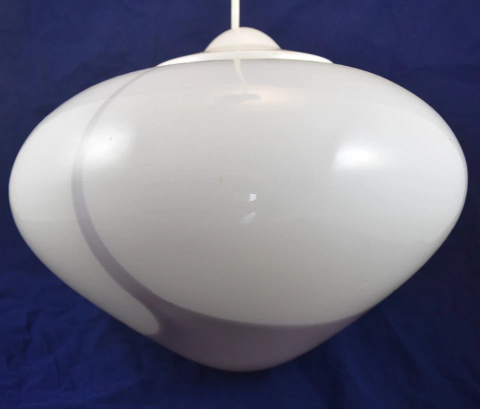 Peill & Putzler Deckenleuchte 70er Jahre Hängelampe 35 cm Opalglas Lila weiß - Bild 4 von 4