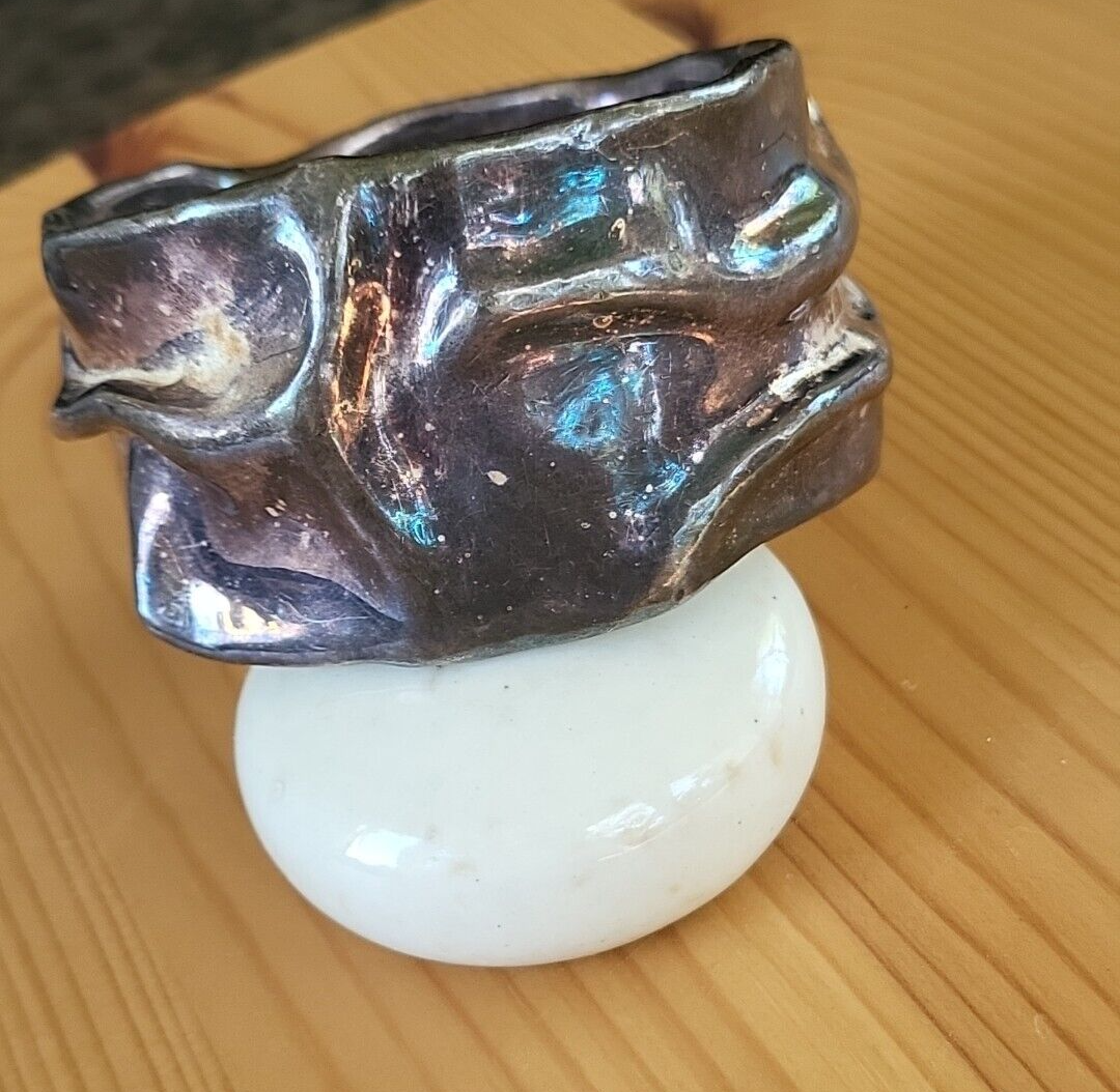 VINTAGE BAT-AMI 925 STERLING SILVER CRINKLE FOLDED BANGLE VINTAGE BAT-AMI 925 STERLING SILVER CRINKLE FOLDED BANGLE