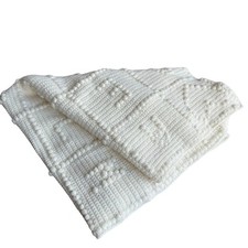 Handcrafted Baby Blanket Throw Crochet Knit Alphabet Cream Neutral 30.5" X 30.5"