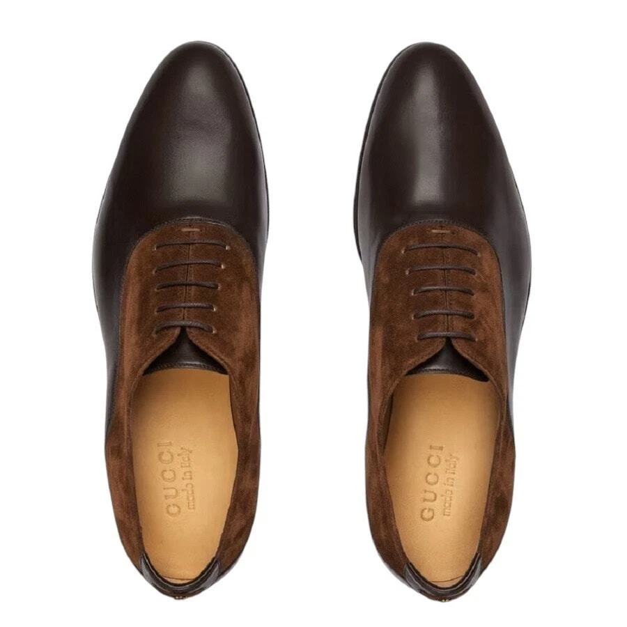 Chaussures habillées homme Gucci à lacets oxford en daim marron cacao pointure 8,5