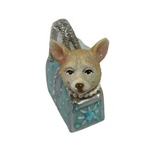 Kurt Adler Ornament Chihuahua Puppy In Blue Shopping Bag Christmas