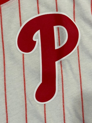 Philadelphia Phillies Women's White Biblend Pinstripe Short Sleeve T-Shirt XXL - Picture 5 of 10