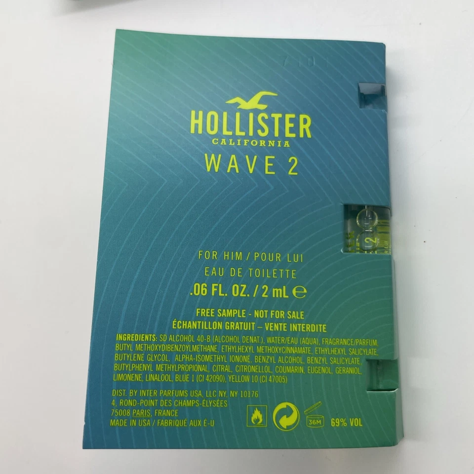 Hollister California Wave 2 spray 10x 0,06 OZ muestra frascos de viaje para él Foto 3 de 4