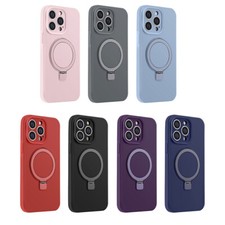 For iPhone 15 / 15 Pro / 15 Pro Max - Silicone Magnetic Ringstand Case