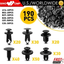 190pcs Plastic Car Retainer Auto Fasteners Push Trims Clips Pin Rivet Bumper Kit