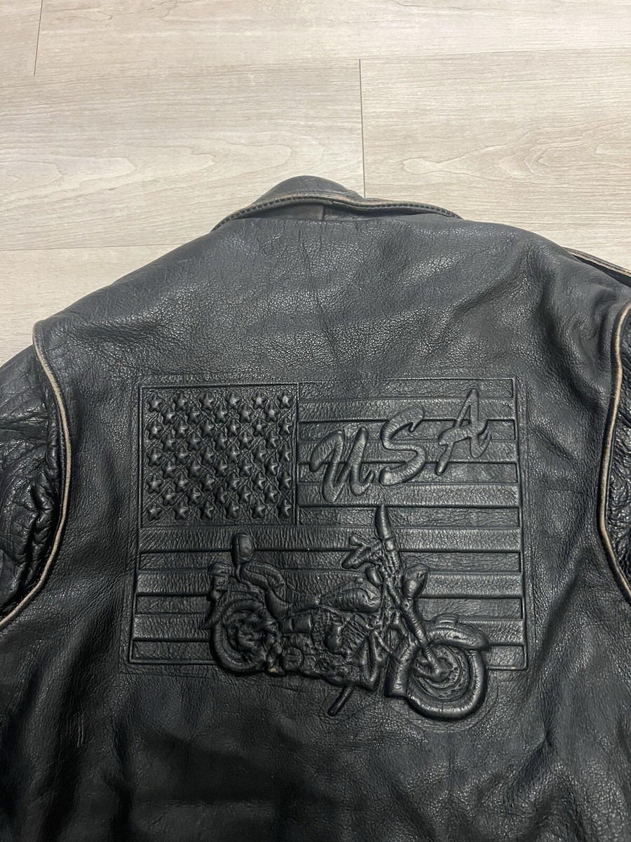 Vintage 90s Unik Leather USA Motorcycle Embossed Biker Vintage 90s Unik Leather USA Motorcycle Embossed Biker