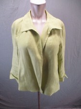 TALBOTS Size M Womens 100 Pure Irish Linen 3/4 Sleeve Open Front Blazer 472