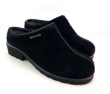 BearPaw Emily Womens Size 9 Black Suede Sheepskin Slip On Comfort Mule Shoes
