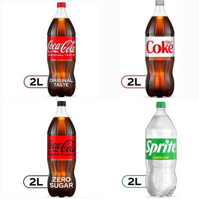 Coca-Cola 2L bottles, 67.6 Oz Verity Pack of 4 Zero Sugar, Dite,original,sprite