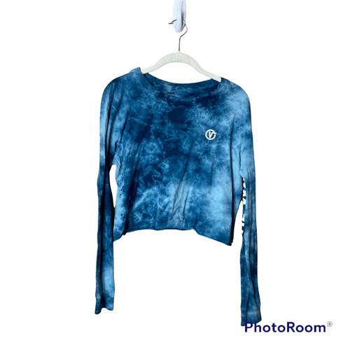 Vans blue tie-dye long sleeve crop top 