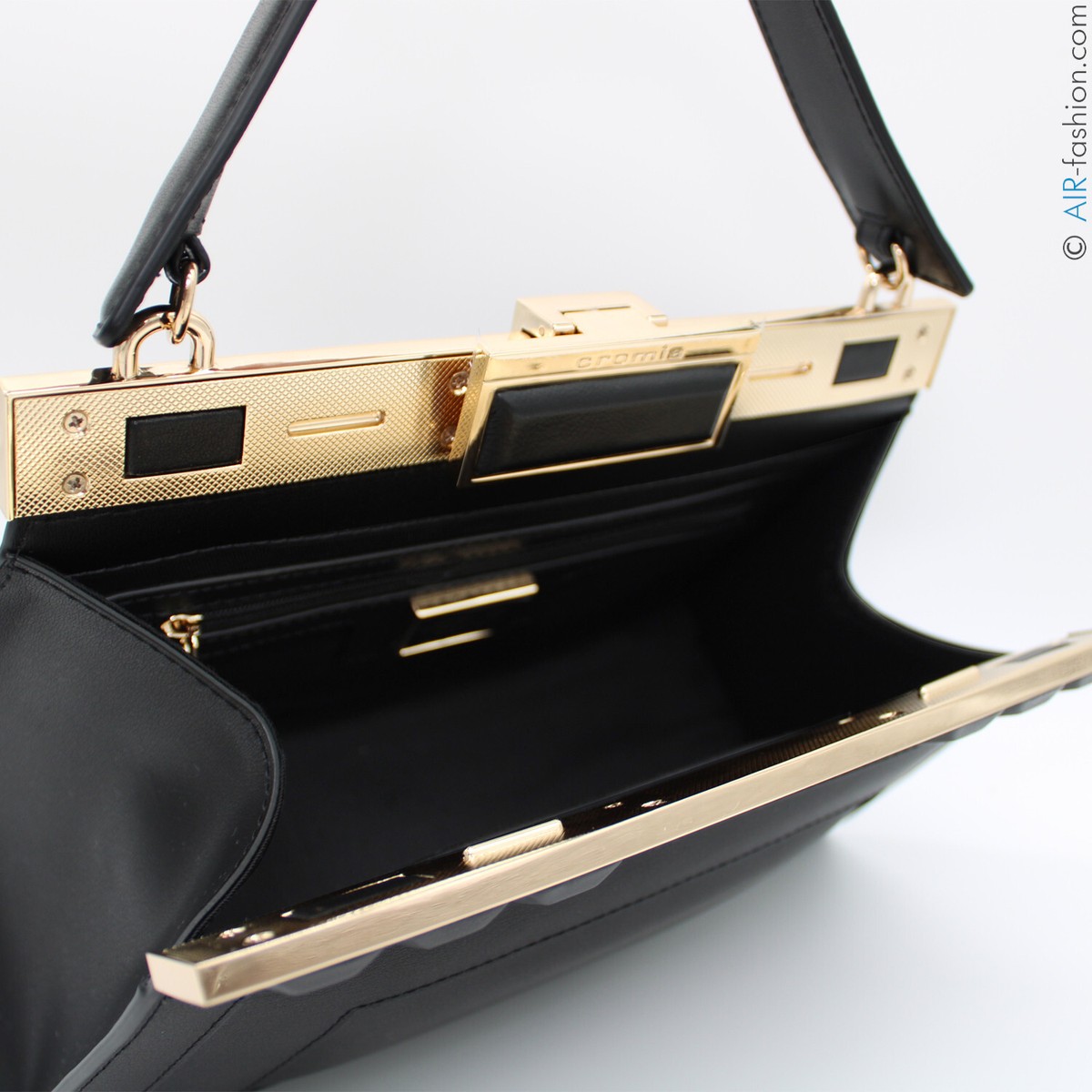 100%天然牛革職人の手作り品!!Croa shoulder bag _ 2色 Cromia designer fashion black leather handbag bag retro