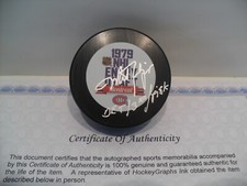 Mike Foligno Autographed Signed 1979 NHL Draft Puck COA - RARE - Buffalo Sabres
