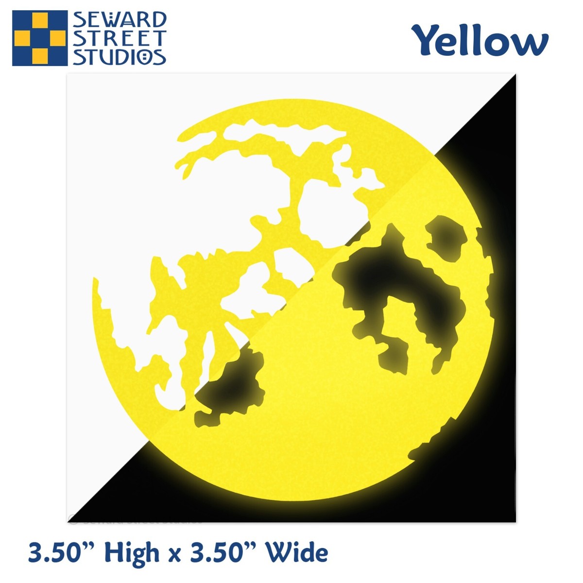 Yellow Reflective Full Moon Decal, Luna Motorcycle Reflector