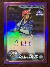 2024 Topps Pro Debut Carlos De La Cruz Purple Foil Parallel Autograph Auto #/299