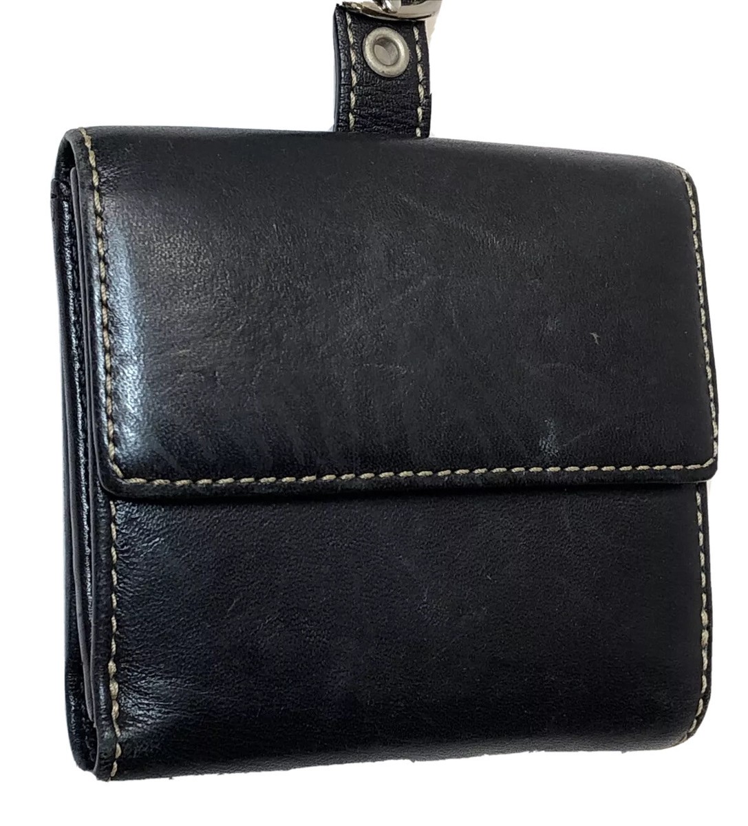 Vintage Coach Black Leather Money Wallet Snaps Closures P/O | eBay