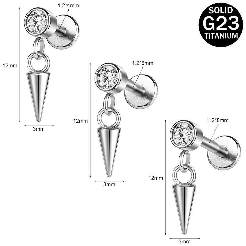 Piercing 16g G23 Titanio Tachuela Colgante Labret Labio Monroe Medusa Foto 2 de 4