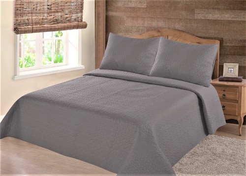 NEW UNIQUE SOLID PLAIN QUILT SET BED COVER BEDDING QUILTED BEDSPREAD - Picture 5 of 21