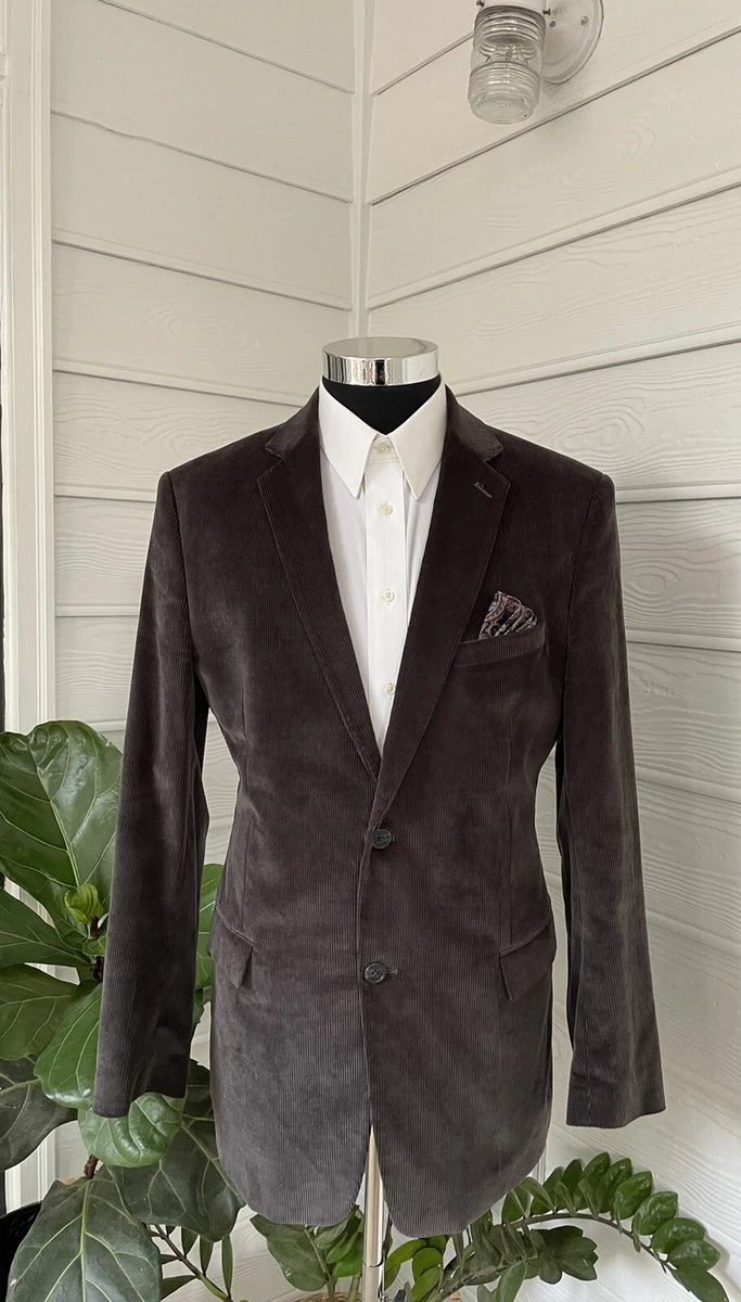 Saddlebred Mens Two Button Cotton Blazer Brown Corduroy Sport Coat