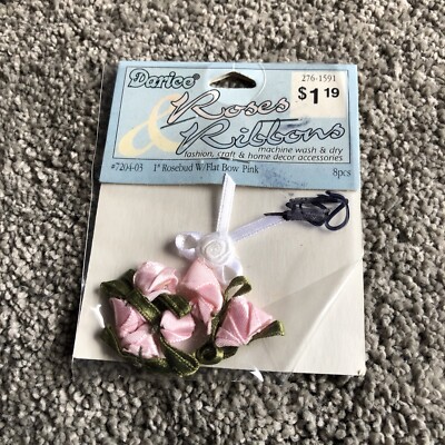Carnation Embellishments by Darice Roses & Ribbons; 1  Rosebud W/flat Row Pink.