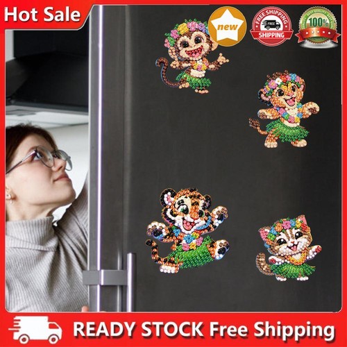 6Pcs Diamond Painting Fridge Beach Animal Fridge Stickers Baby