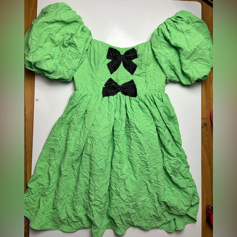 Massimo Dutti short creased-effect dress with ties studio sz xs/s