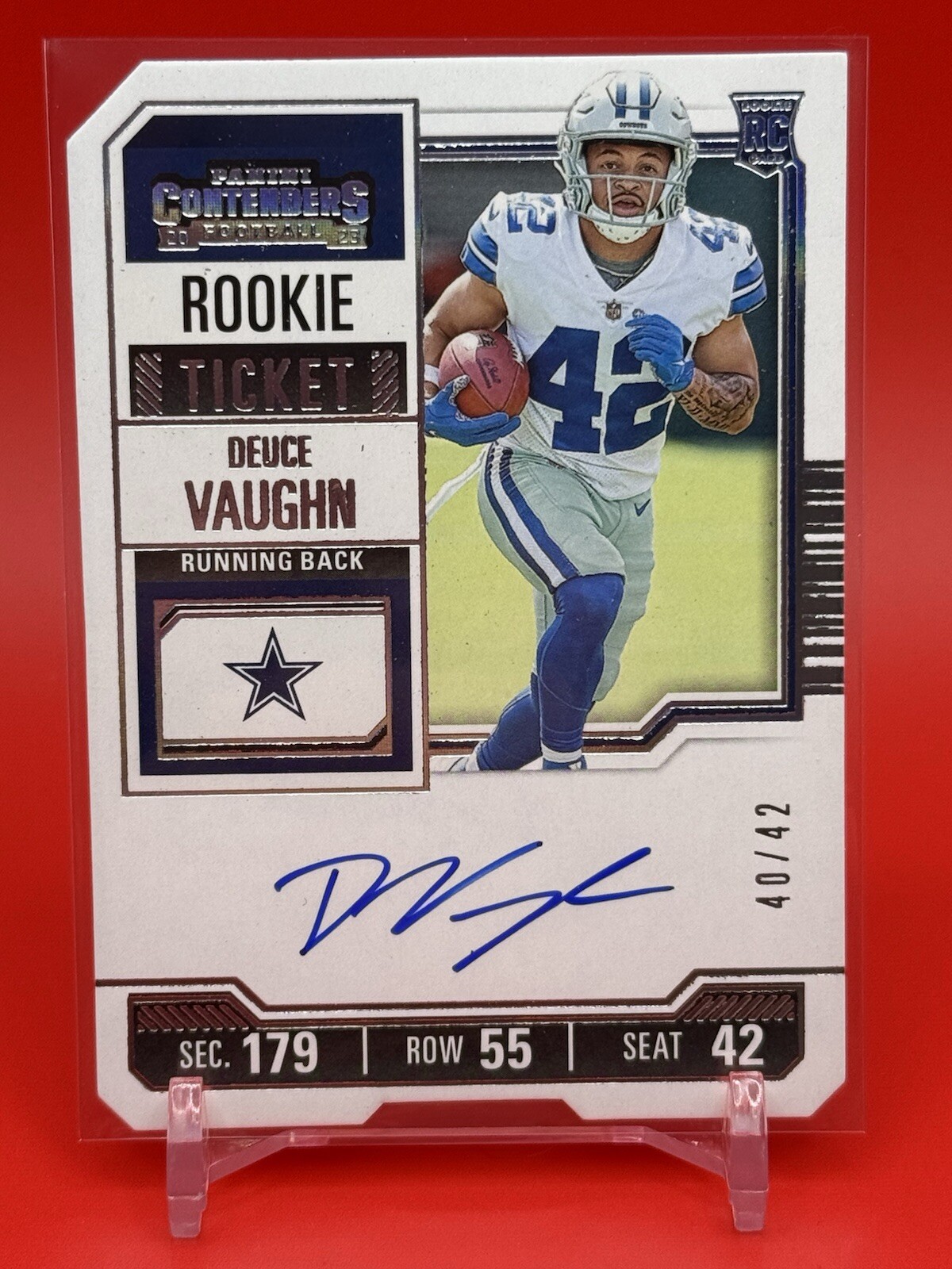 2023 Panini Contenders Deuce Vaughn Rookie Ticket Stub Auto /42