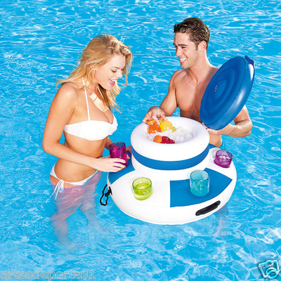 Inflatable Floating Raft Chill Cooler Outdoor Swimming Pool Party Beverage  Bar