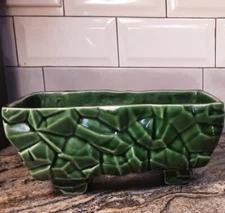 Vintage Brush McCoy Planter Mid-Century Modern Geometric Green Flower Pot
