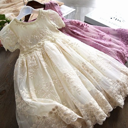 Girl Dresses For Child Floral Long Sleeve Gown Dresses Lace 3 to 8 Years - Picture 17 of 26