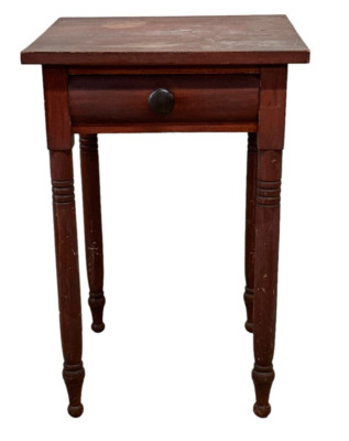 Antique Red Sheraton Table  night stand Primitive Farm Fresh 1830