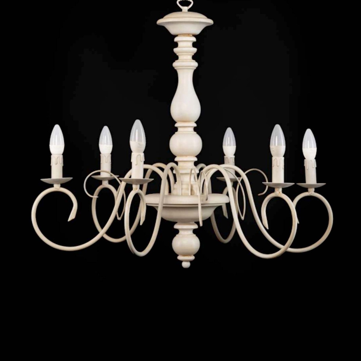Lustre Classique Fer Forgé Ivoire 1 Lumière Bga 2936 / L