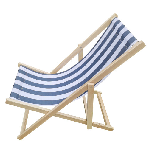 Populus wood sling chair foldable Broad blue stripe for outdoor beach garden - Bild 14 von 28
