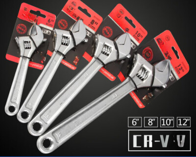 Adjustable Wrench, CR-V, Box end design,  Mirror finish, Lifetime Warranty