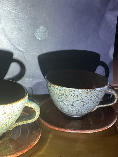 2 x Tasse und Untertassen, Tremaen Cornwall Kunstkeramik von Peter Ellery, Mid Century - Bild 3 von 24