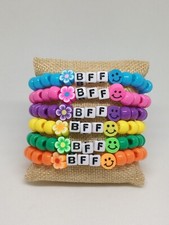 Multi Colors BFF Pony Beads Stretchy Bracelet Set Of Six 7.5"