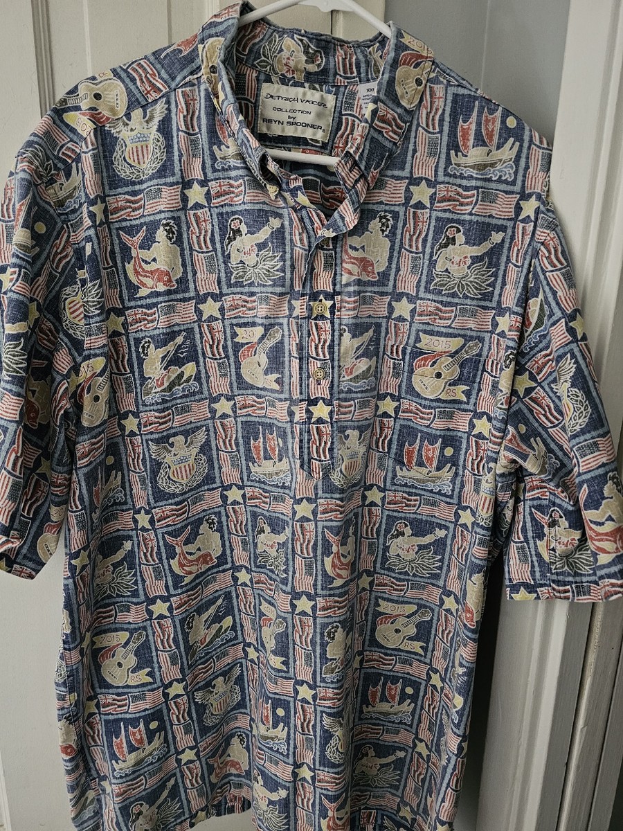 REYN SPOONER DIETRICH VAREZ レインスプーナー ディートリッヒヴァレス アロハシャツ L ハワイアン レンコン 蓮根 蓮の葉 ハス 農耕