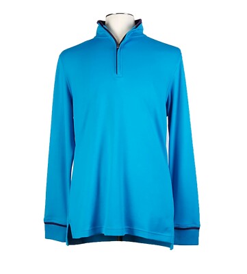 RECENT Robert Graham M Turquoise Half Zip Sweater Cotton