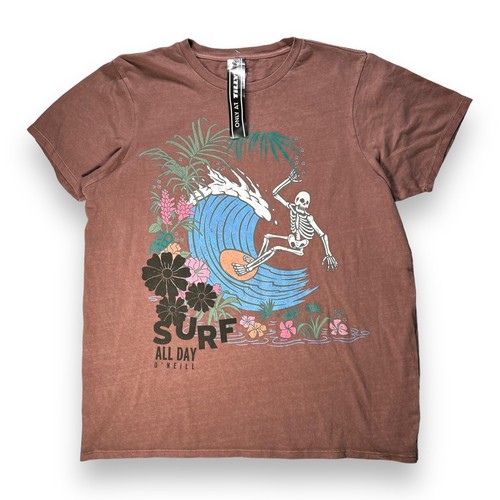 NWT O'Neill Tilly's Brown Surfer Skull Graphic Tshirt Size Medium - "Kathie" - Picture 2 of 24