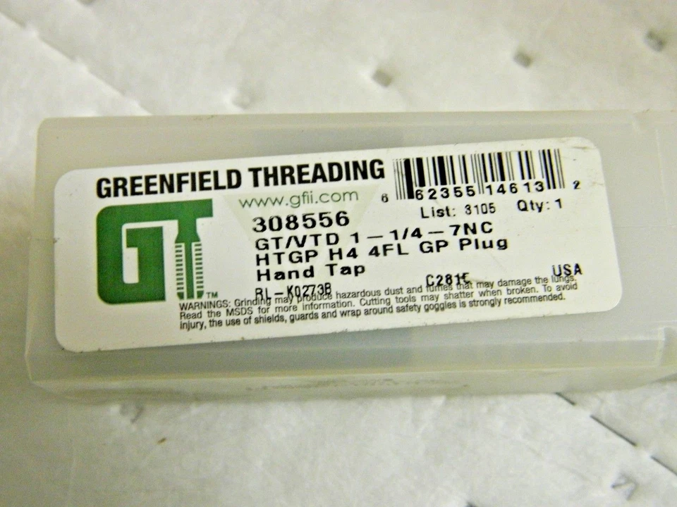 Greenfield Threading Standard Hand Tap HSS 1-1/4 - 7 UNC H4 4FL 308556 - Image 4 of 4