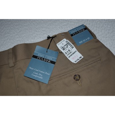 Jos A Bank Pants Mens Size 32 x 29 Classic Khakis Chinos Stays Cool Cotton NEW