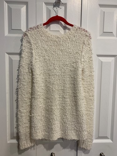 Free People September Song shaggy cream tunic sweater, Sz L, pullover, capsule - Picture 4 of 8