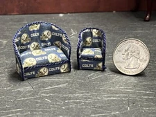 Dollhouse Miniature Sofa Chair Blue L 1:48 Quarter Scale F211 Dollys Gallery